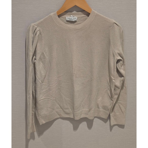 Rachel Zoe Sweaters - Rachel Zoe Womens Beige Puff Shoulder Long Sleeve Crew Neck Knit Sweater Size M
